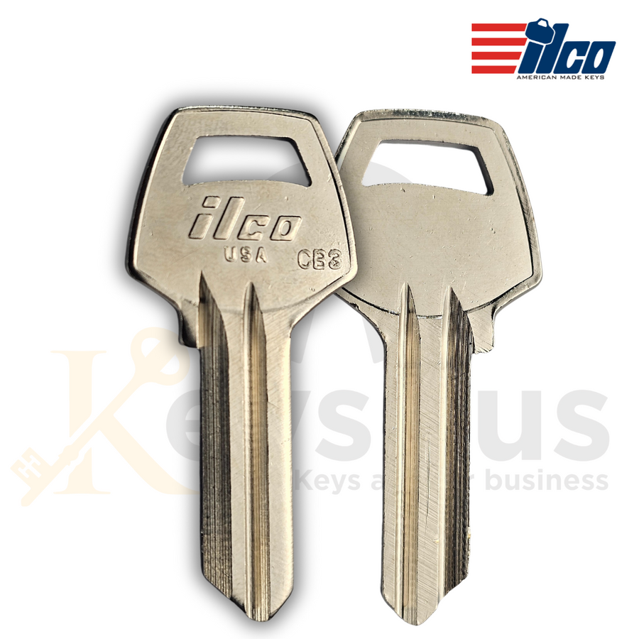 Ilco CB3 / 1573C Key Blanks, 10 Pack (Club Lock, Corbin, Russwin), Nickel‑Plated Brass (Uncut)