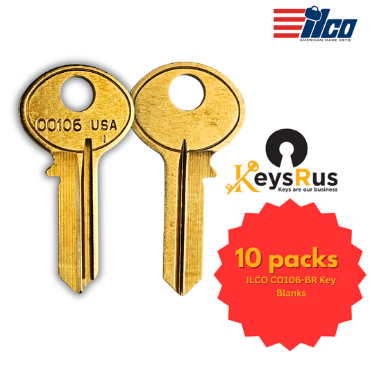 ILCO CO106-BR Key Blanks – 10 Pack | Mailbox & Office Furniture Key Blank | C0106 Keyway