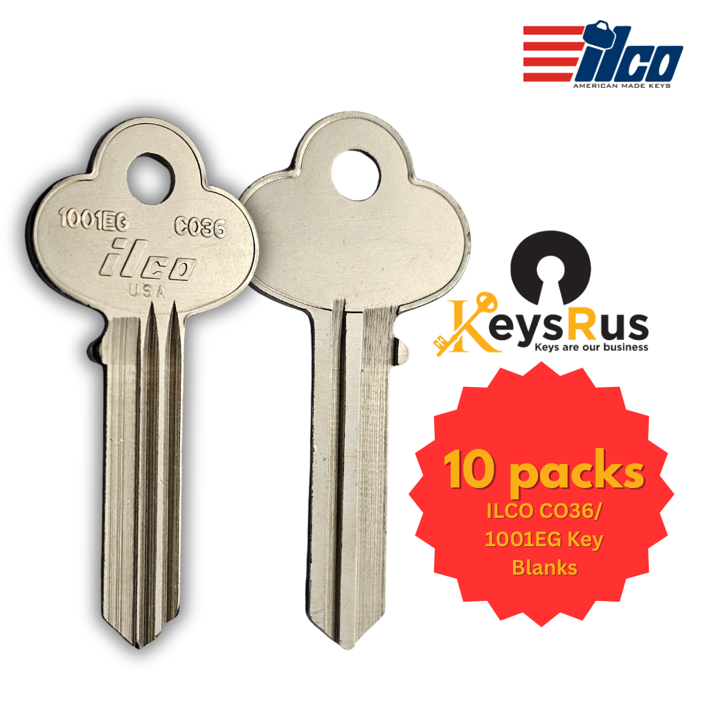 Ilco CO36 / 1001EG Key Blanks – 10 Pack for Corbin/Russwin Locks | Nickel‑Plated Brass (Uncut)