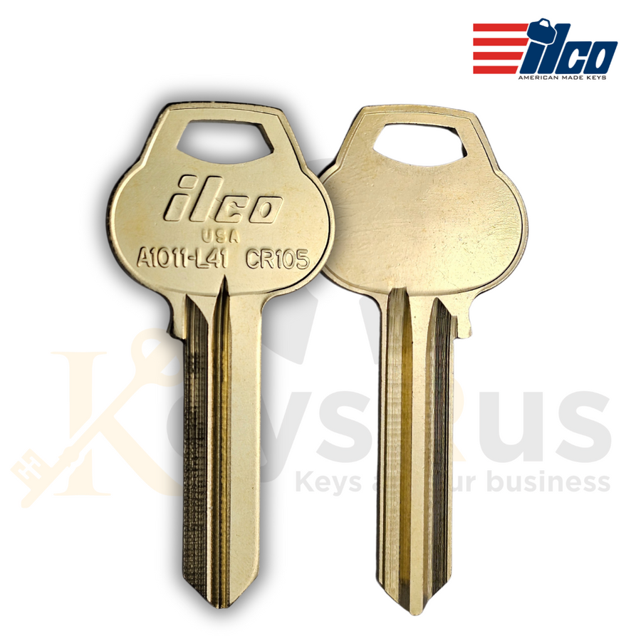 Ilco CR105 / A1011‑L41 Key Blanks, 10 Pack for Corbin/Russwin Commercial Locks, Nickel‑Plated Brass (Uncut)