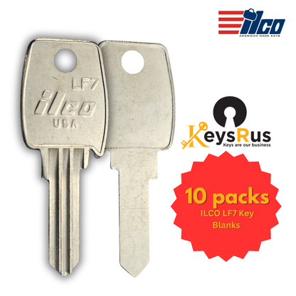 ILCO LF7 Key Blanks – 10 Pack | Compatible with Eurolock & Lowe & Fletcher | Nickel-Plated Brass