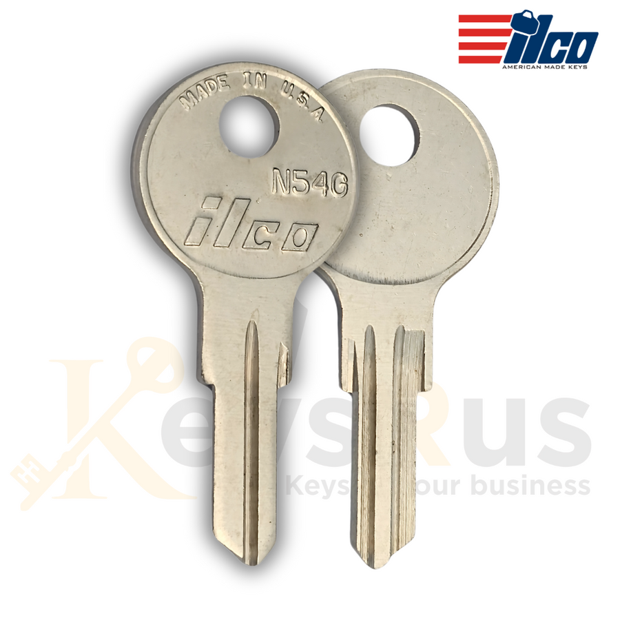 ILCO N54G Key Blanks, 10 Pack, Nickel-Plated Brass, Fits Bestar, Biltrite, Dominion, Camlock, Indiana Furniture Locks
