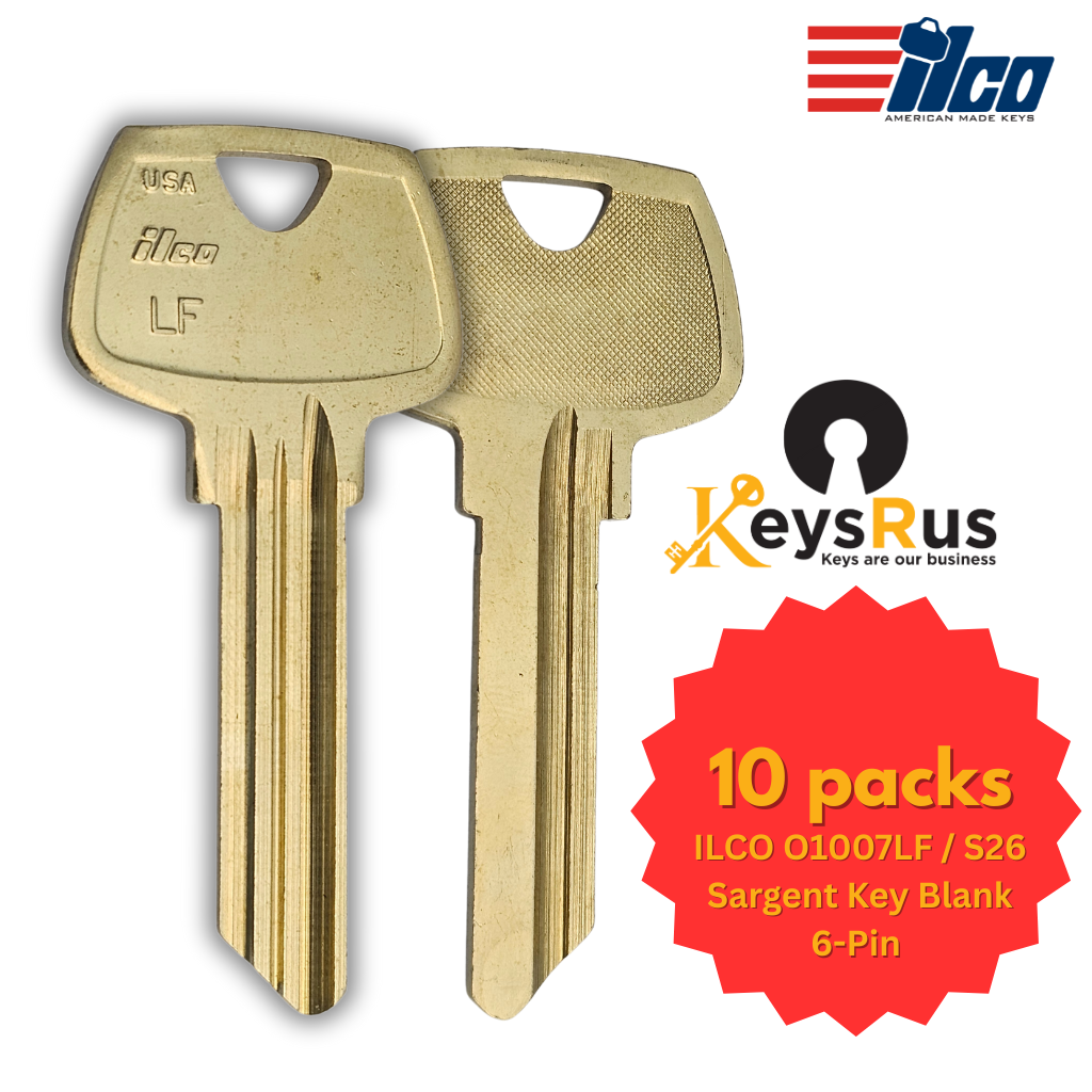 ILCO O1007LF / S26 Sargent Key Blank – 6-Pin – 10/Pack | LF Section | Nickel Silver