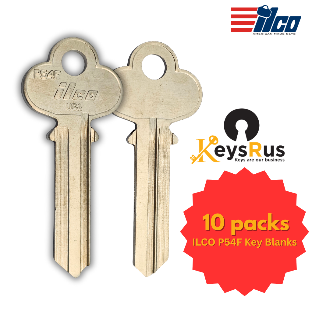 ILCO P54F Key Blanks – 10 Pack | Fits Canada Post and Peach Mailbox Locks – Nickel-Plated Brass – Made in USA