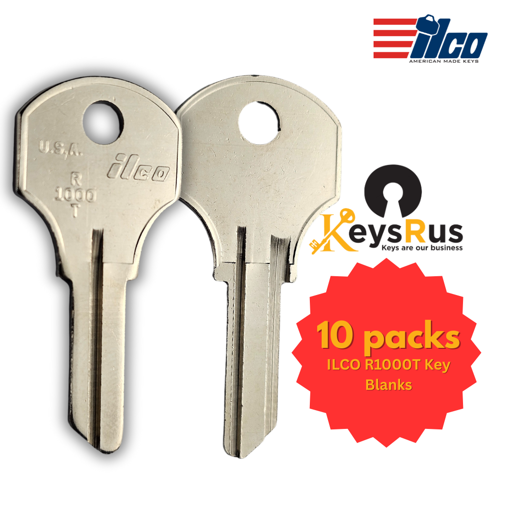 ILCO R1000T Key Blanks – 10 Pack | Residential & Commercial Use | Nickel-Plated Brass