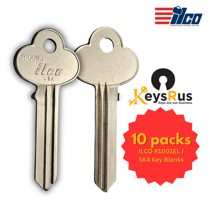 ILCO R1001EL / SK4 Key Blanks – 10 Pack | 7 Pin | Nickel Plated Brass | Genuine ILCO Brand