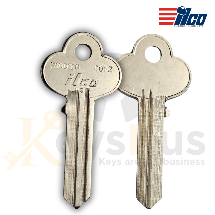ILCO R1001EG / CO62 Key Blanks, 10 Pack, Nickel Plated Brass, 6 Pin, Genuine ILCO Brand