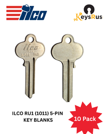 ILCO RU1 (1011) 5-Pin Key Blanks – 10 Pack | Nickel-Plated Brass, Made in USA