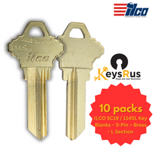 ILCO SC19 / 1145L Key Blanks – 5-Pin – Brass – L Section – 10 Pack – Uncut for Schlage Locks