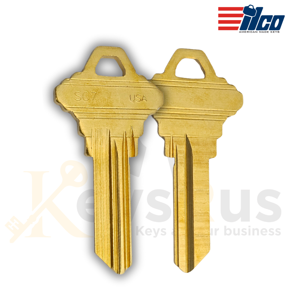 ILCO SC7 / 1145F Key Blanks – 5-Pin – Brass – F Section – 10 Pack – Uncut for Schlage Locks
