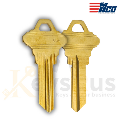 ILCO SC7 / 1145F Key Blanks – 5-Pin – Brass – F Section – 10 Pack – Uncut for Schlage Locks