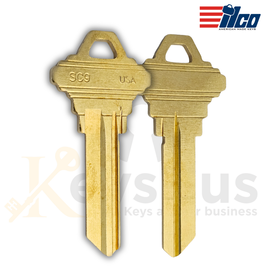 ILCO SC9 / A1145E 6-pin brass E-section key blanks