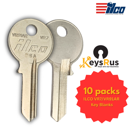 ILCO VR7/VR91AR Key Blanks – 10 Pack – High-Quality Nickel-Plated Brass for Viro, Brinks, Guard Security & More
