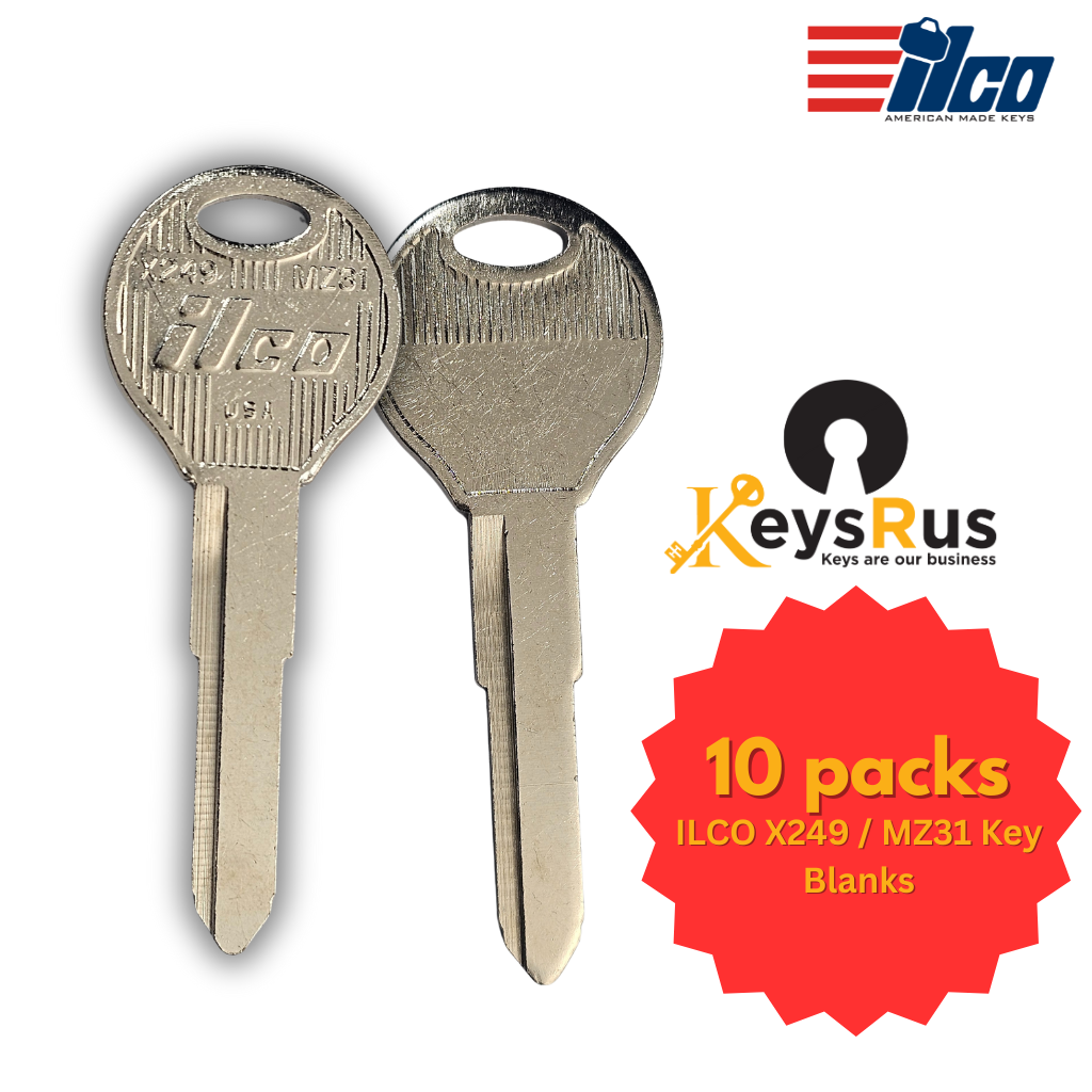 ILCO X249 / MZ31 Key Blanks – 10 Pack | Mazda Key Blank for 1997–2004 Vehicles | Nickel-Plated Brass