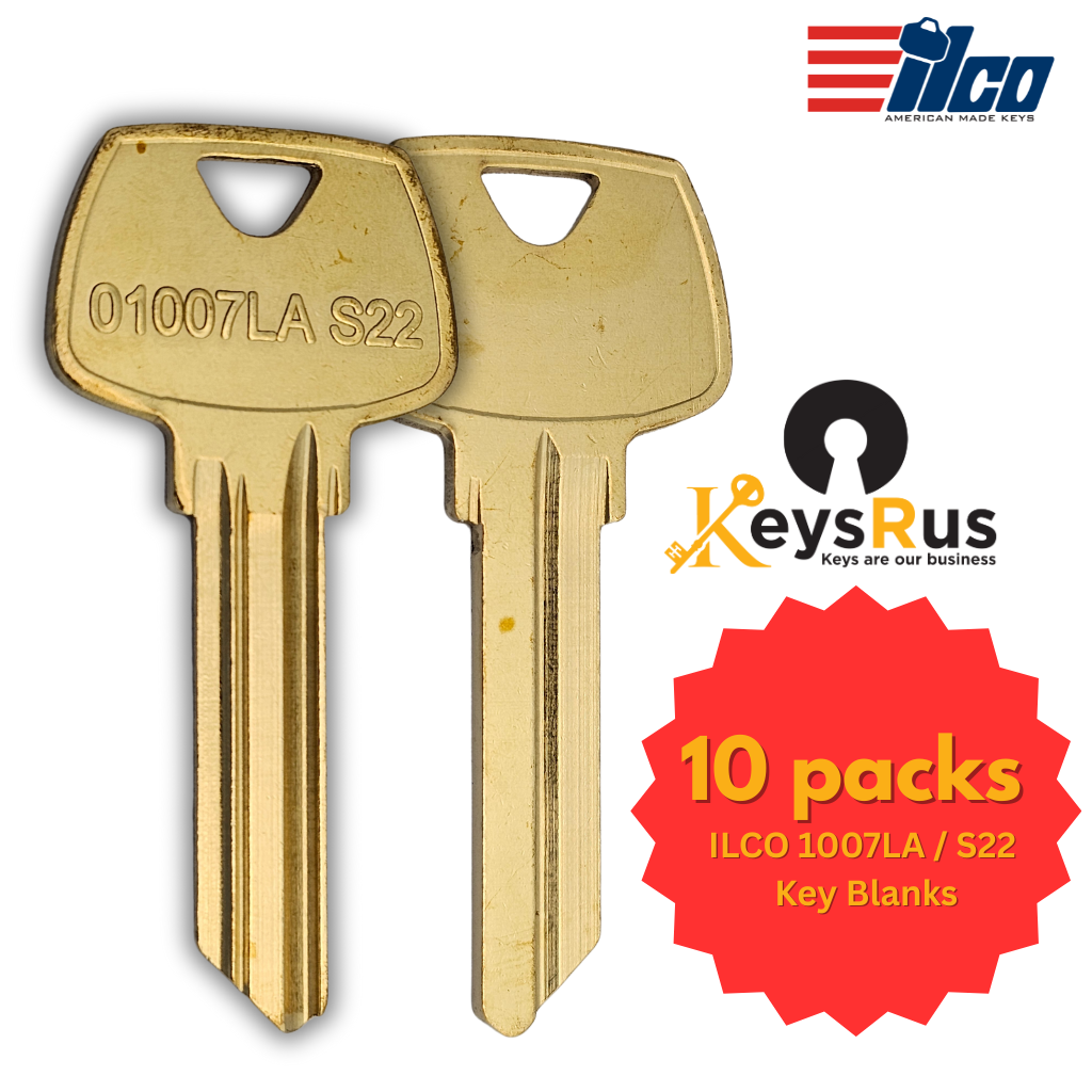 ILCO 1007LA / S22.5 Key Blanks – 10 Pack | 5-Pin LA Section Key for Sargent Locks | Nickel Silver