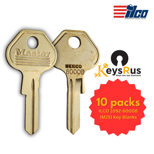 M25 / 1092-6000B Key Blank – Master Lock Padlock Keyway – 10-Pack – ILCO