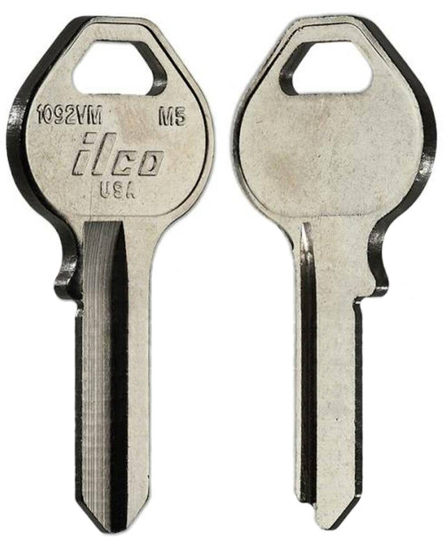 ILCO 1092VM / M5 Key Blanks – 10 Pack | Master Padlock Replacement Key Blanks | Nickel-Plated Brass
