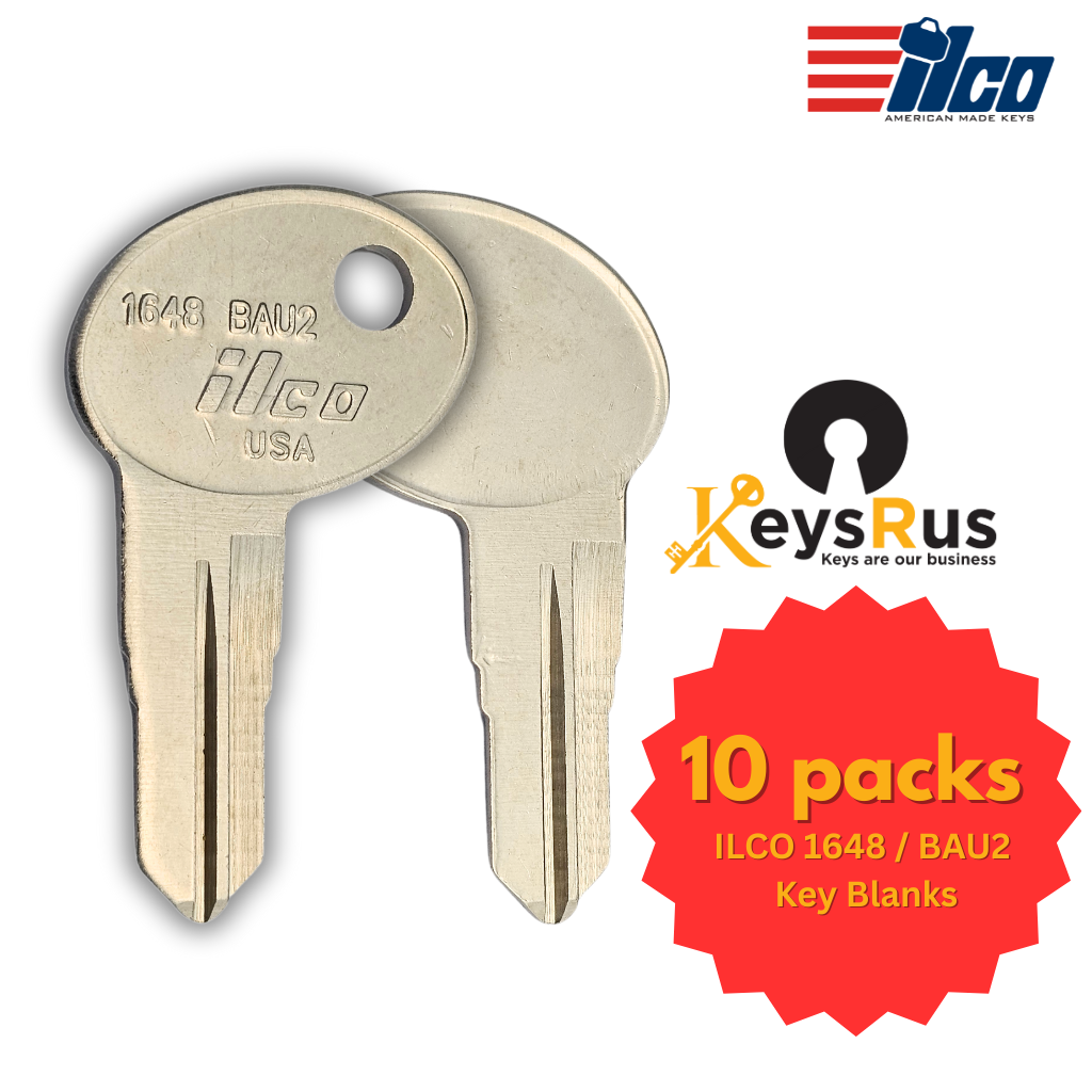 ILCO 1648 / BAU2 Key Blank – For Bauer, Eberhard, Featherlite, Jayco, Leer (AE01–AE060) – 10 Pack