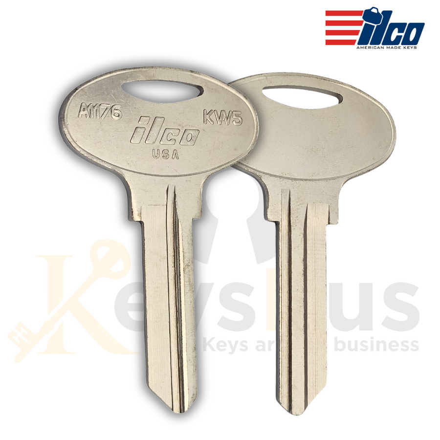 ILCO A1176 / KW5 Key Blanks, 10 Pack, 6-Pin Kwikset Key Blank, Durable Nickel-Plated Brass