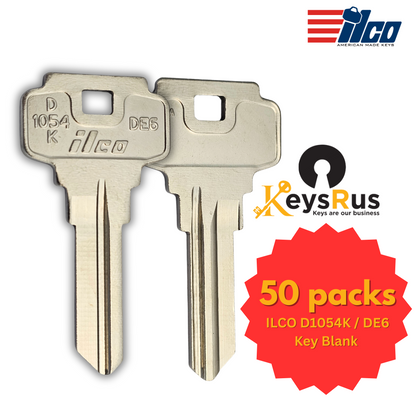 ILCO D1054K / DE6 Key Blanks – 50 Pack | 5-Pin Brass Key Blanks for Dexter, Elixir, Fortress