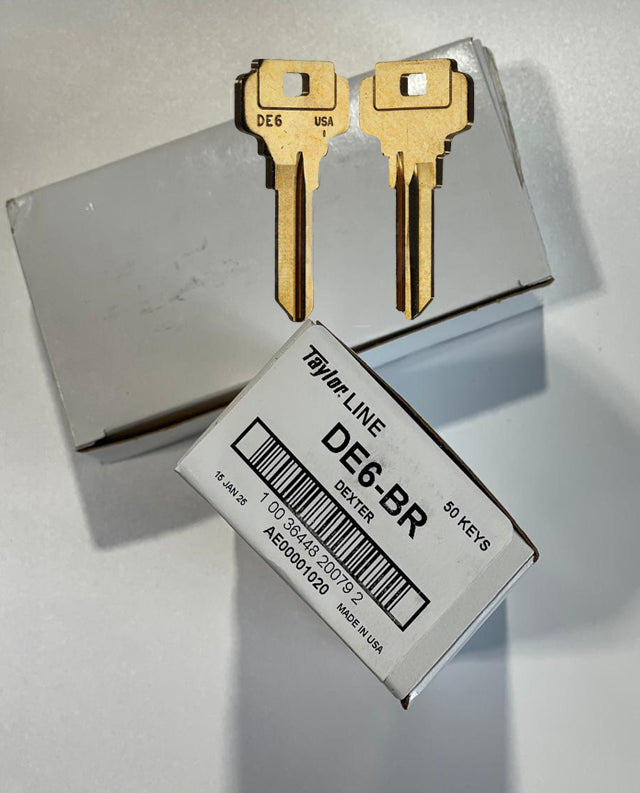 ILCO D1054K / DE6 Key Blanks – 50 Pack | 5-Pin Brass Key Blanks for Dexter, Elixir, Fortress