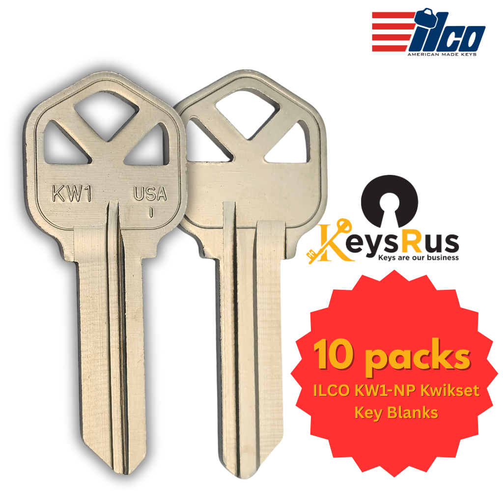 KW1-NP Key Blanks – 10-Pack | ILCO Nickel-Plated Brass Blanks for Kwikset Residential Locks (Copy)