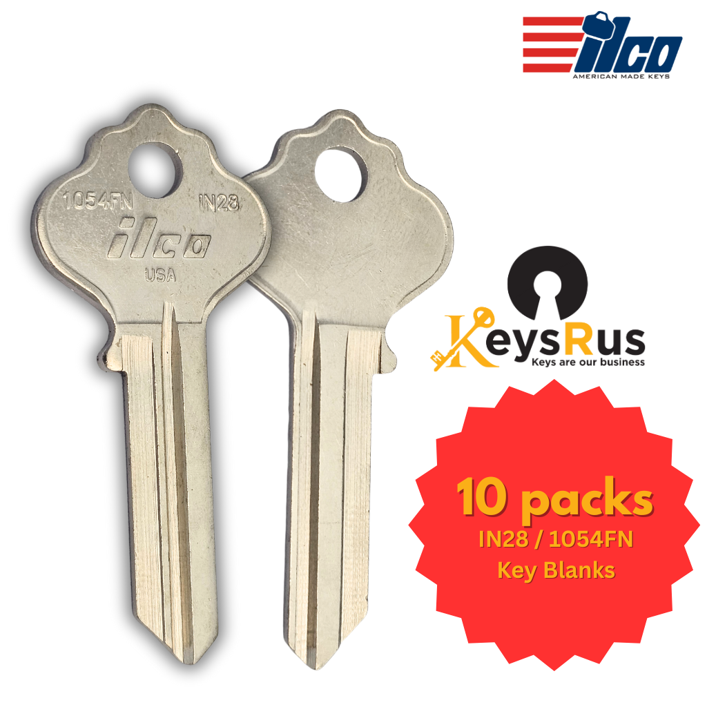 IN28 / 1054FN Key Blank – 10/Pack ILCO | Compatible with Furniture and Cabinet Locks