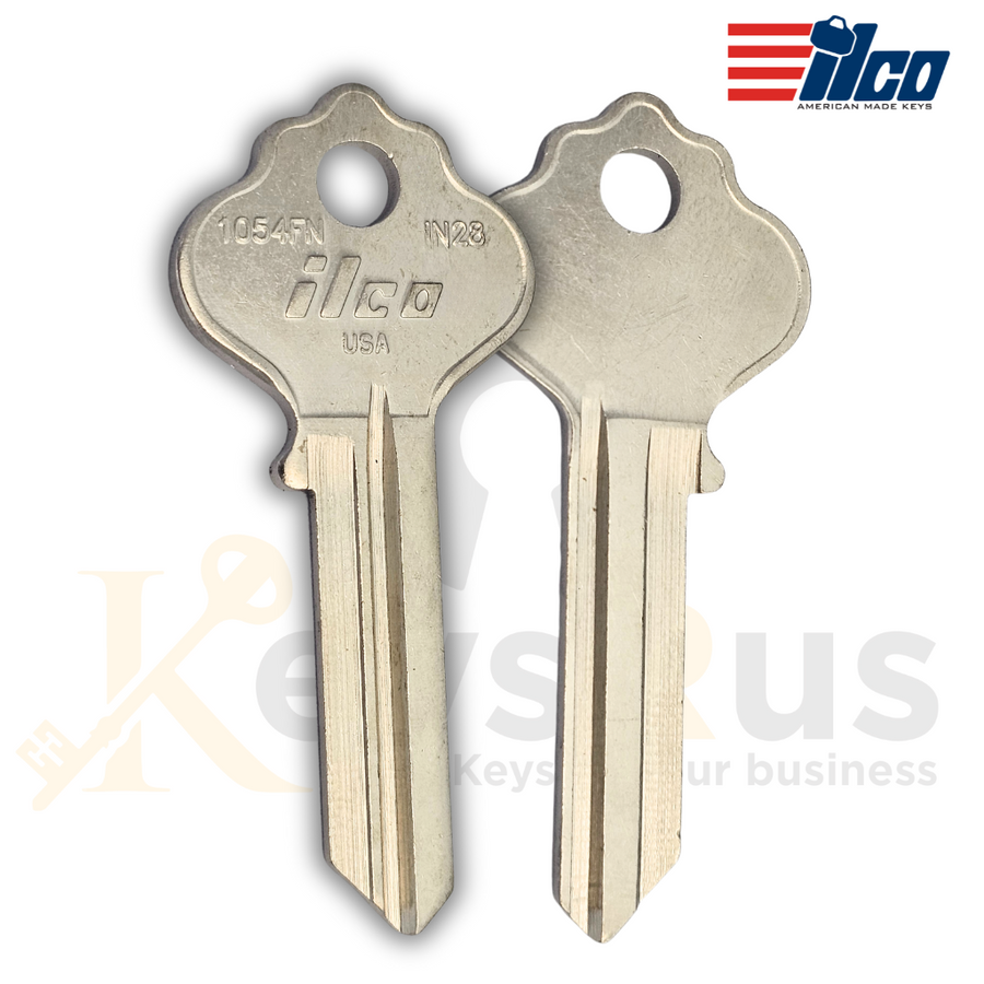 IN28 / 1054FN Key Blank, 10 pack ILCO, Compatible with Furniture and Cabinet Locks