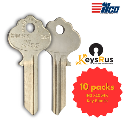 IN3 X1054K Key Blanks – 10-Pack – Durable Brass for Locksmiths & Security
