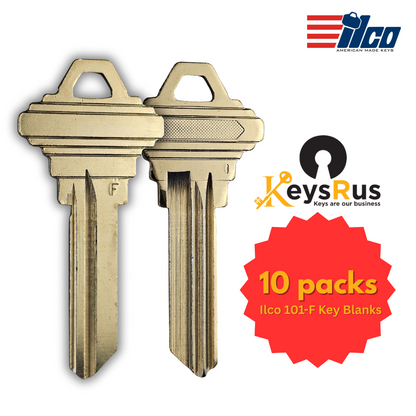 Ilco 101-F Key Blanks – 10-Pack | Premium Nickel-Plated Brass for Schlage F Keyway | 6-Pin Compatible