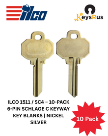 Ilco 1511 / SC4 – 10-Pack 6-Pin Schlage C Keyway Key Blanks | Nickel Silver | Compatible with Baldwin &amp; Schlage Locks