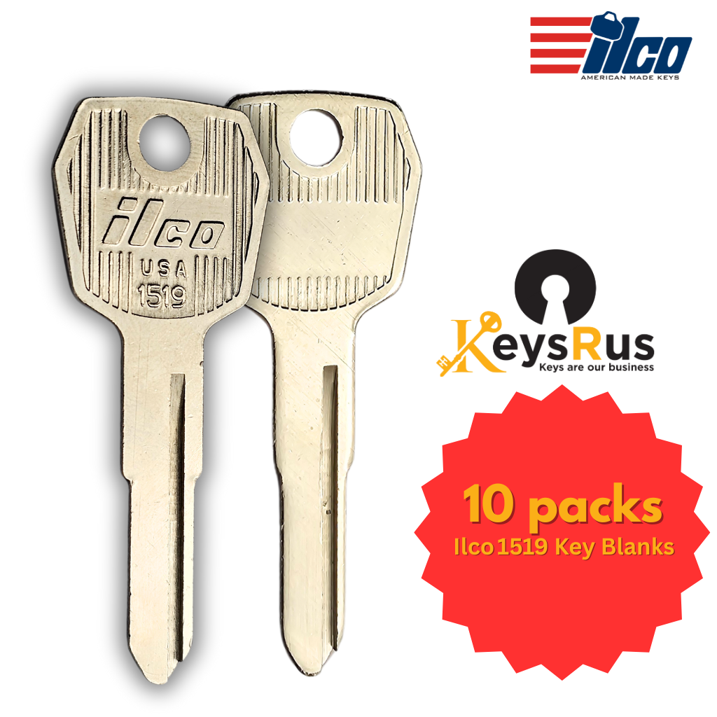 Ilco 1519 Key Blank – Komatsu/Mitsubishi Forklift &amp; Equipment | Nickel‑Plated Brass (Uncut)