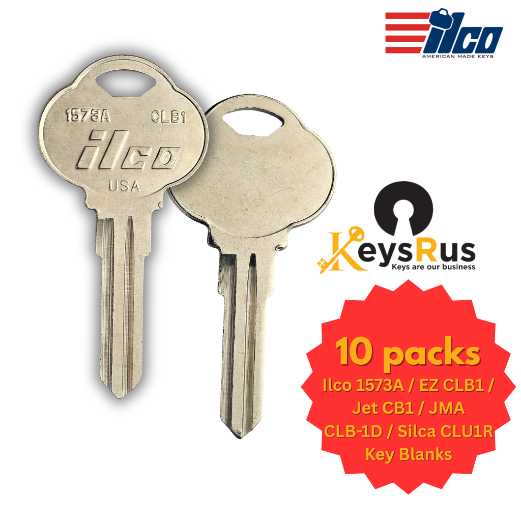 Key Blank for The Club Steering Wheel Lock – Compatible with Ilco 1573A, EZ CLB1, Jet CB1, JMA CLB-1D, Silca CLU1R 10 Pack
