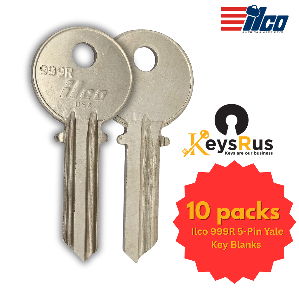 Ilco 999R – 10-Pack 5-Pin Yale Key Blanks | Reverse Y1 Profile | Nickel-Plated Brass