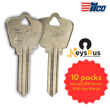 Ilco A1179N (Arrow 91N) Key Blanks – 10 Pack for Arrow Sectional N Systems | Nickel‑Plated Brass (Uncut)