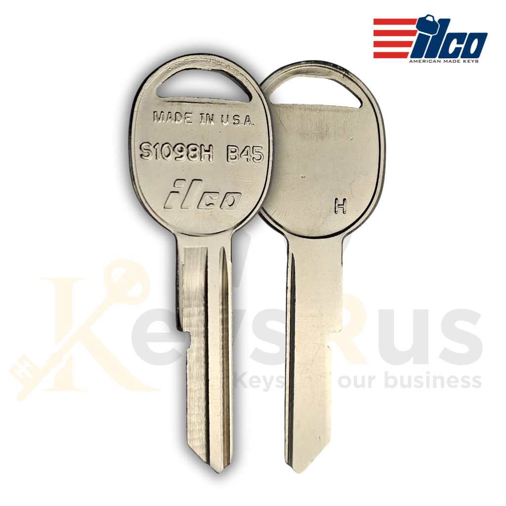 Ilco B45 / S1098H Key Blank – GM H-Keyway Replacement | Nickel‑Plated Brass