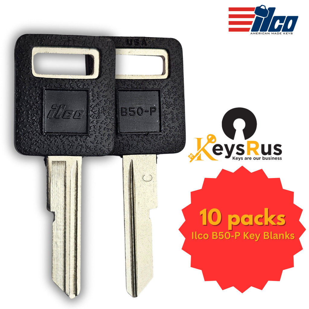 Ilco B50‑P Key Blank – GM Plastic‑Head Ignition Key | Buick, Cadillac, Chevy, GMC &amp; Pontiac (Uncut)