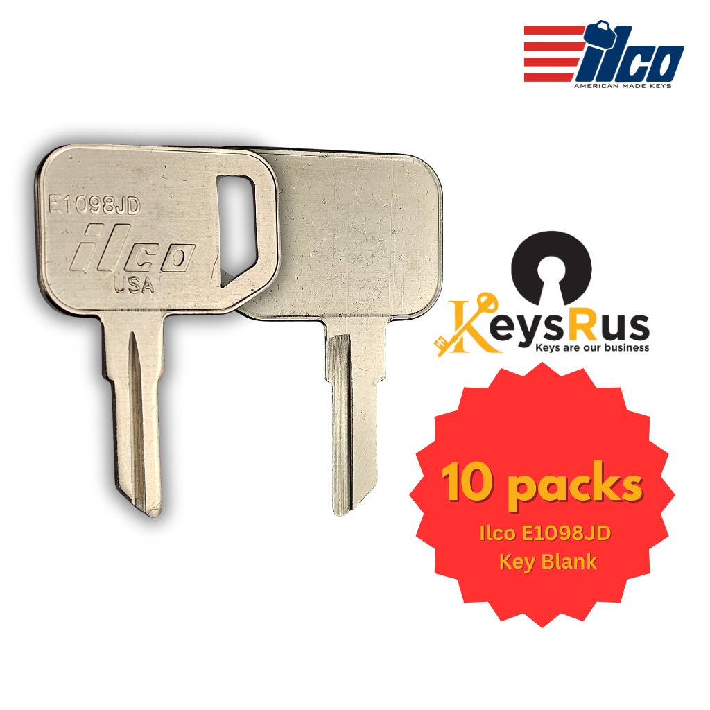 Ilco E1098JD Key Blank – John Deere Tractor & Yard Equipment | Nickel‑Plated Brass (Uncut)