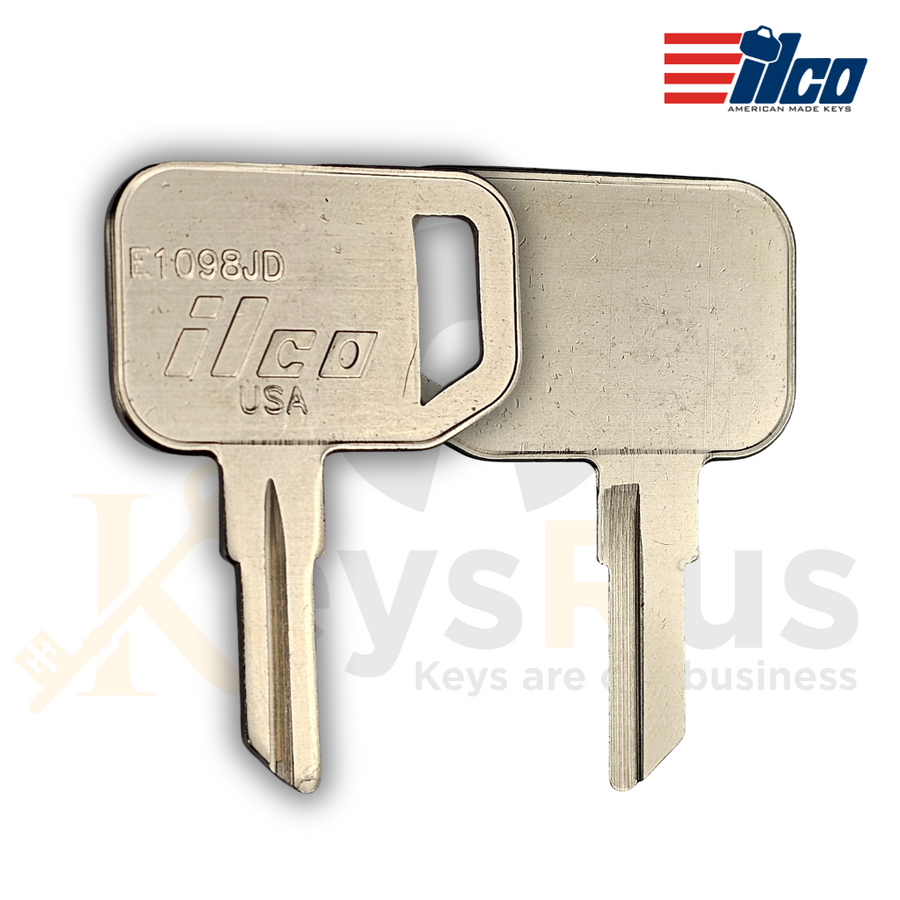 Ilco E1098JD Key Blank, John Deere Tractor & Yard Equipment, Nickel‑Plated Brass (Uncut)