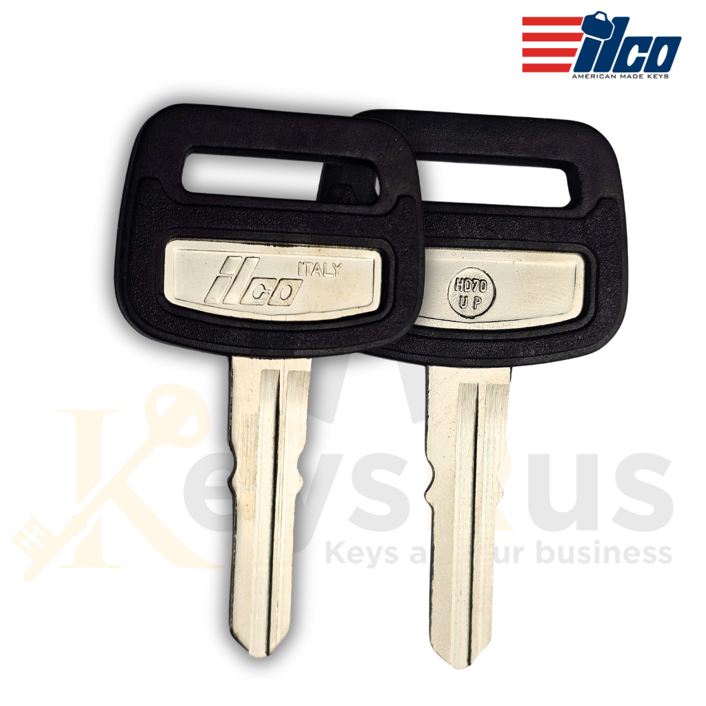 Ilco HD70U‑P (X71) Key Blank – Honda &amp; Triumph Plastic‑Head Replacement | Uncut Nickel‑Plated Brass