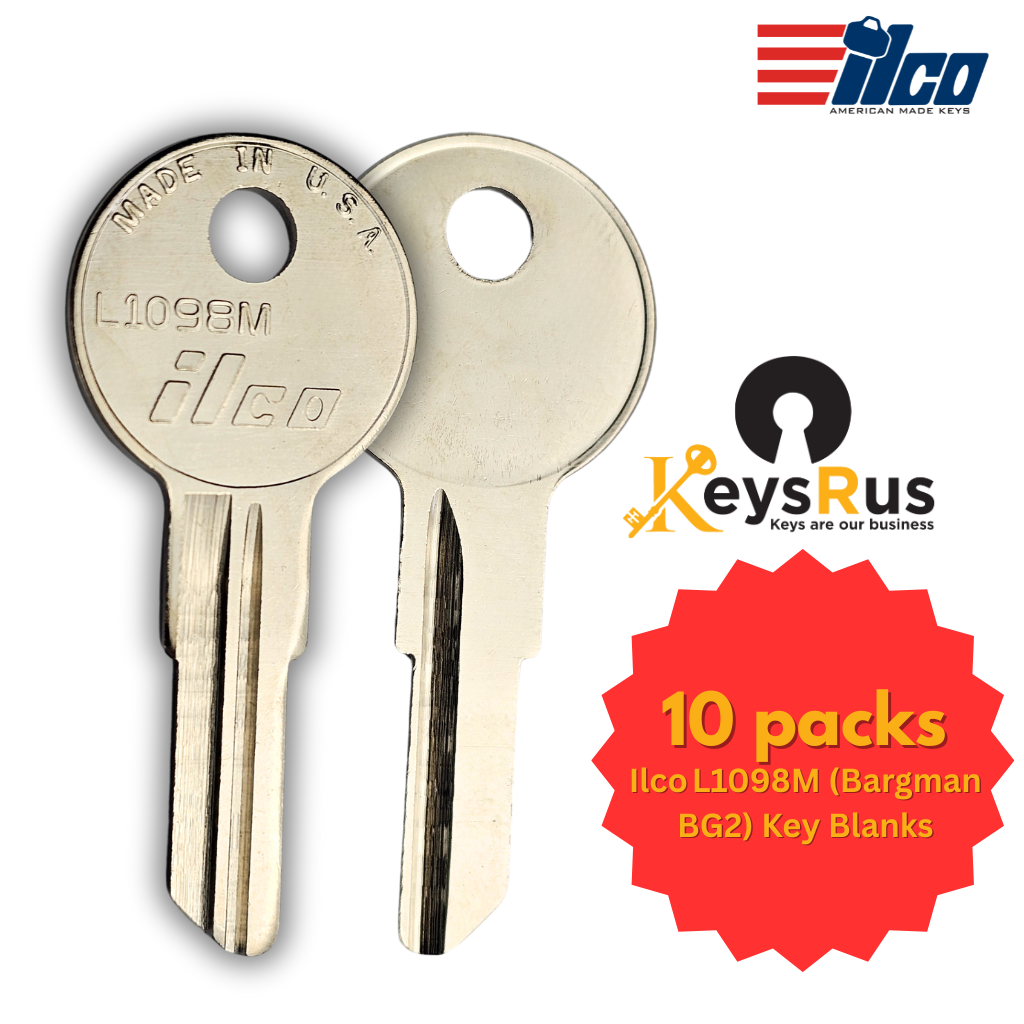 Ilco L1098M (Bargman BG2) Key Blank – Metal-Head Nickel‑Plated Brass (Uncut)