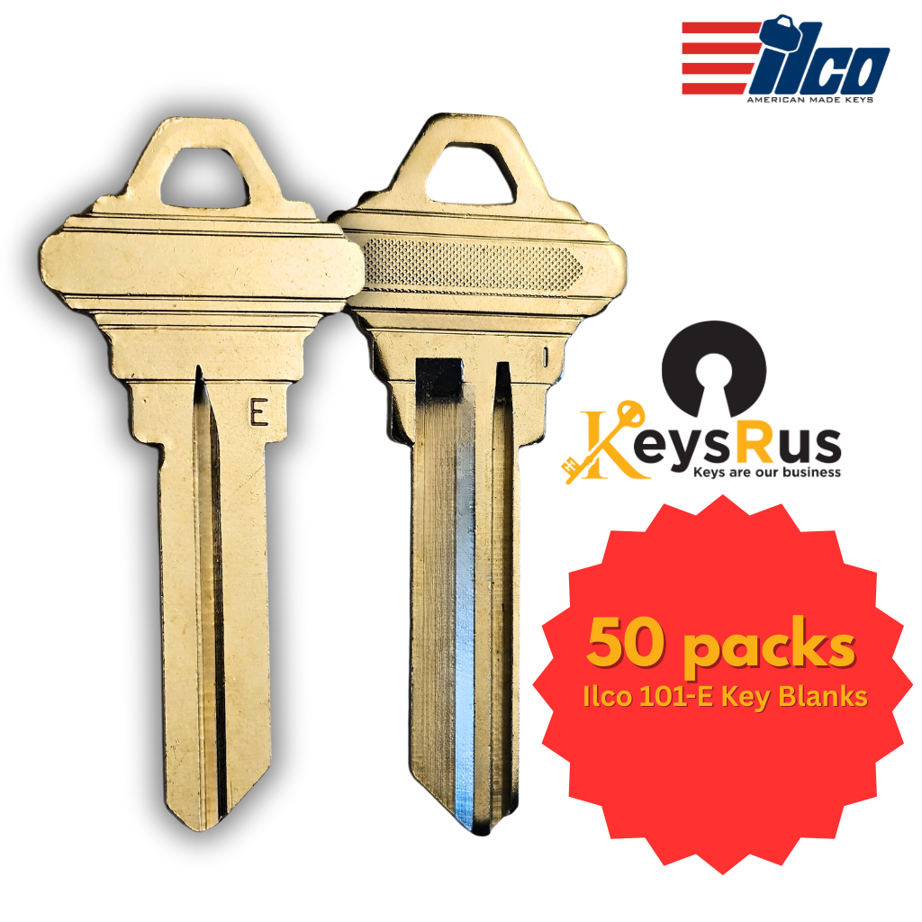 Ilco 101-E Key Blanks – 50-Pack | Premium Nickel-Plated Brass for Schlage E Keyway | 6-Pin Compatible