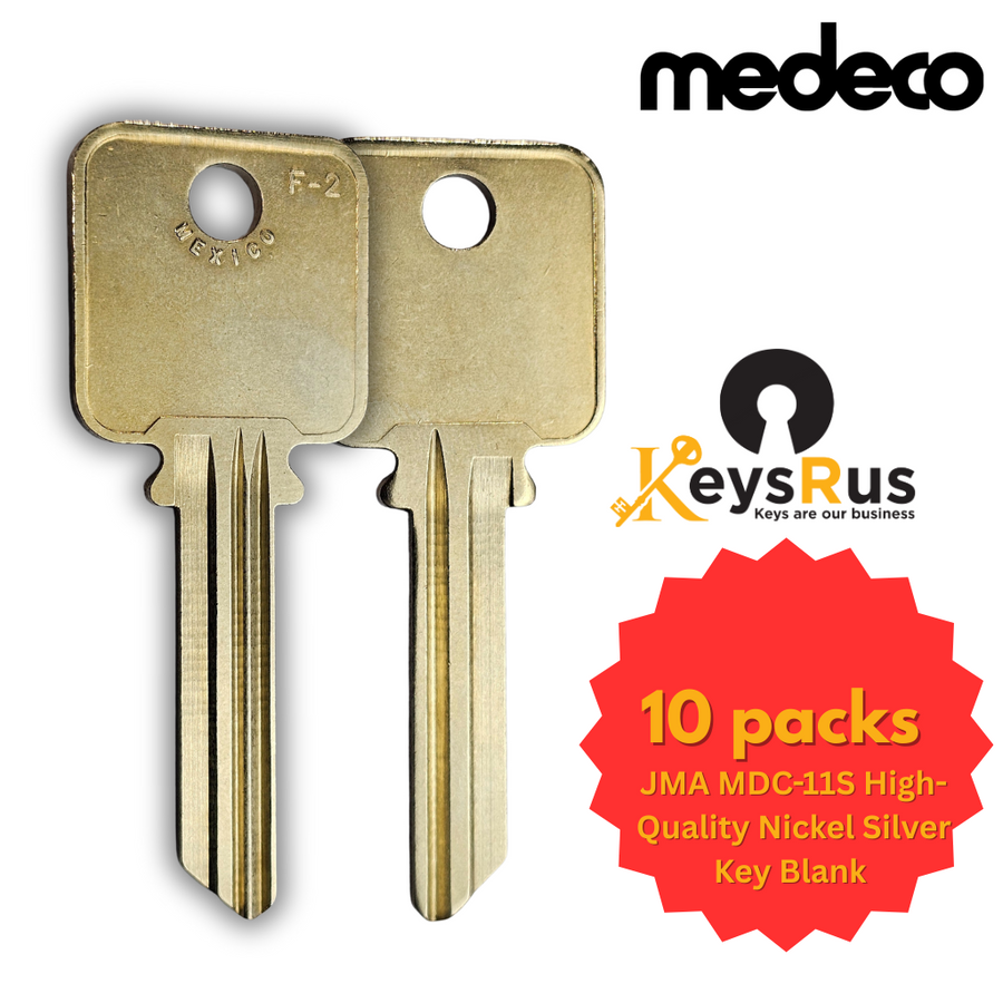 JMA MDC-11S High-Quality Nickel Silver Key Blank, F-2 Keyway, Compatible with Medeco C3 10 Pack