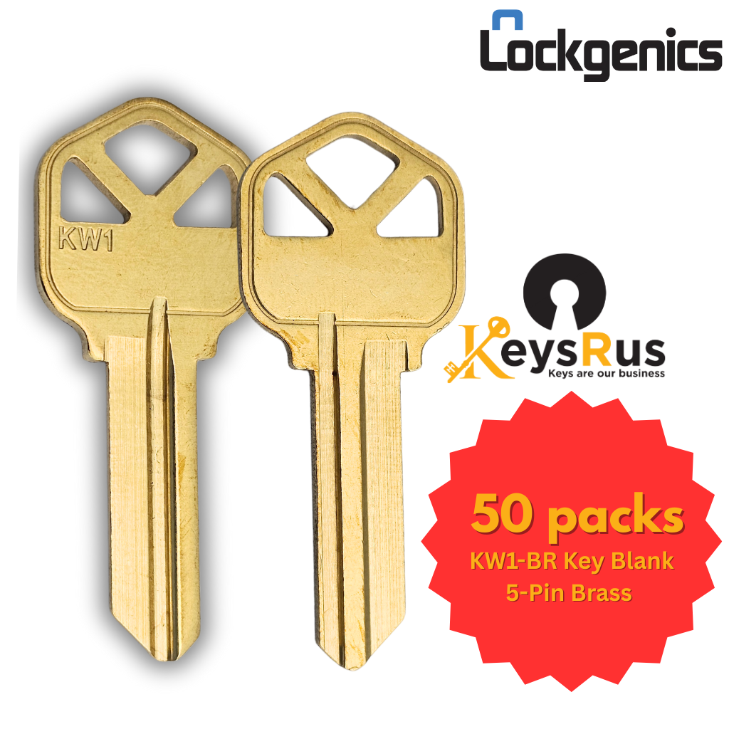 KW1-BR LockGenics Key Blanks – 50 Pack – Brass 5-Pin Key Blanks for Kwikset Residential & Commercial Locks