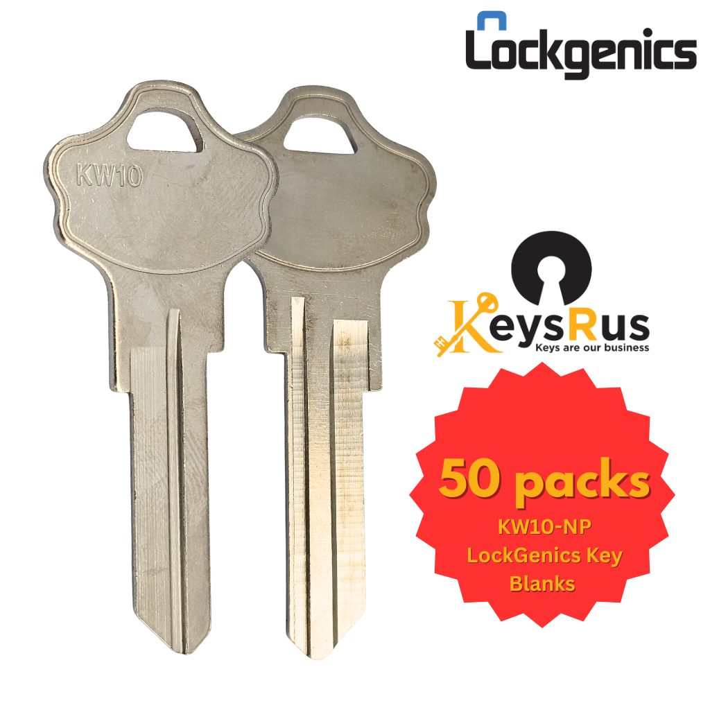 KW10-NP LockGenics Key Blanks – 10 / 50 Pack | Precision-Cut, Durable Brass, Compatible with Kwikset Locks