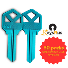 KW1 Aluminum BLUE Key Blanks – 50/Pack | Durable & Lightweight
