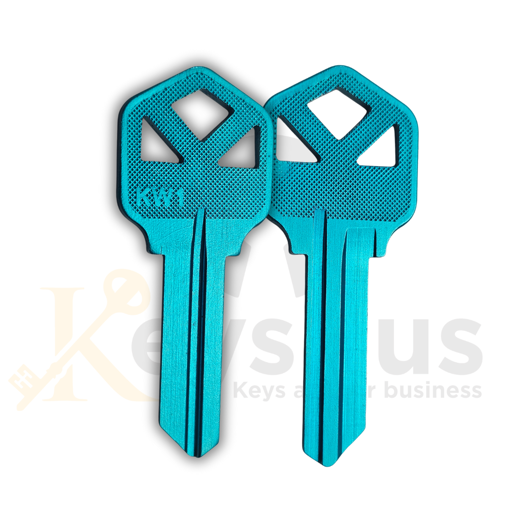 Blue Rectangular Key KW1 Aluminum BLUE Key Blanks – 50/Pack | Durable & Lightweight – Keysrus