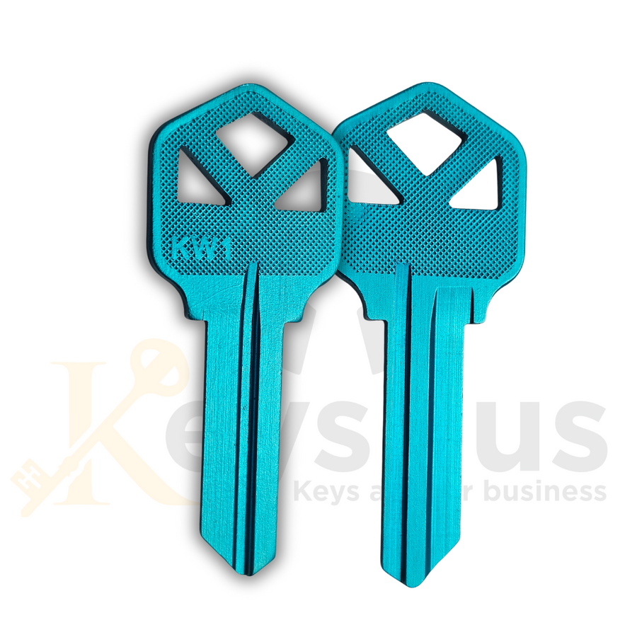 KW1 Aluminum BLUE Key Blanks, 50 pack, Durable & Lightweight