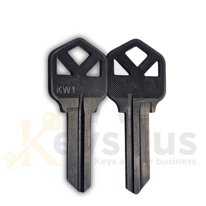 KW1 Aluminum BLACK Key Blanks – 50/Pack | Durable & Lightweight