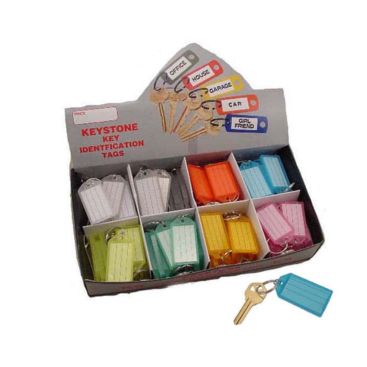 Transparent plastic key tags, 100 pack